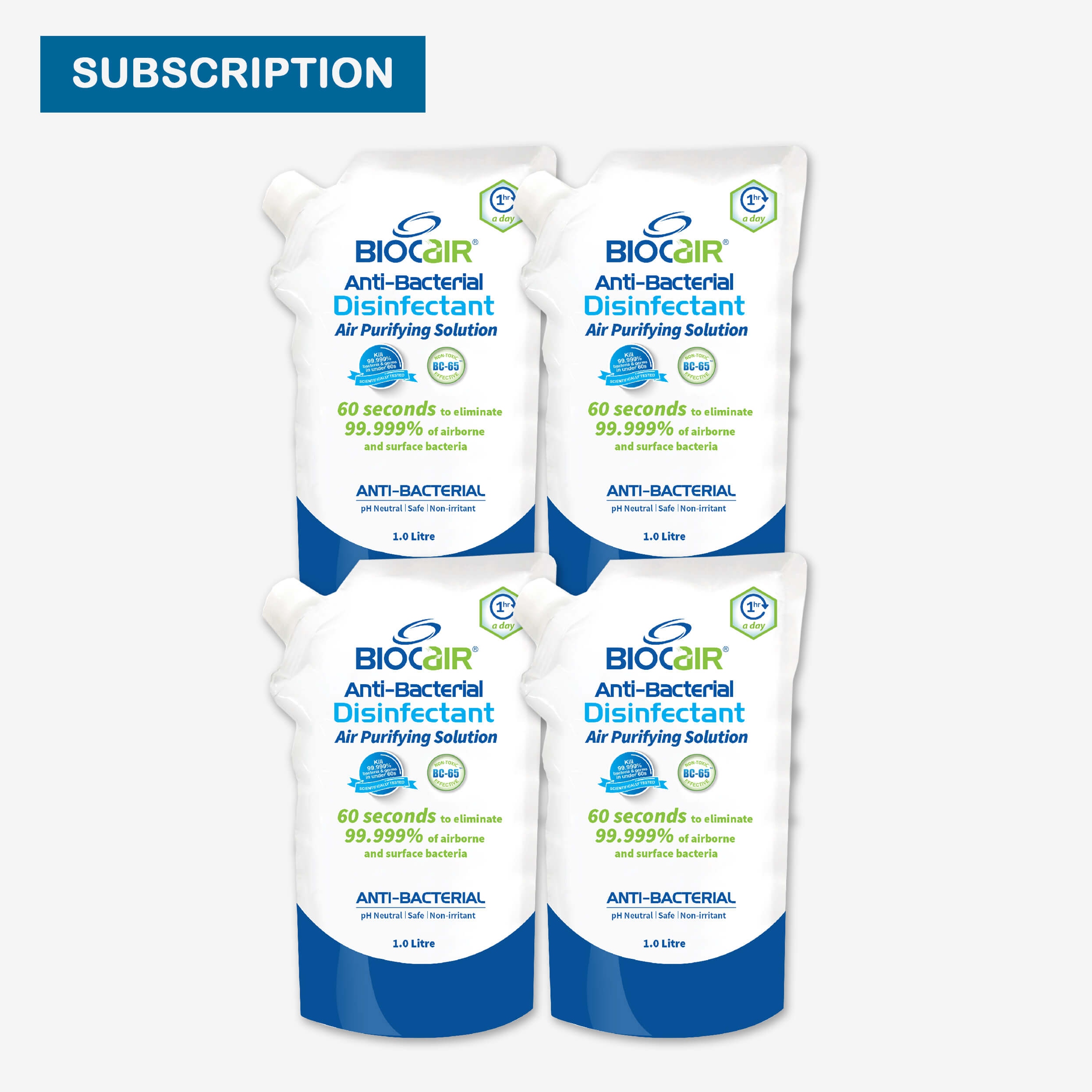 BioCair Disinfectant Air Purifying Solution 4-Pack